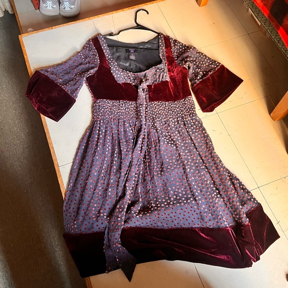 Anna Sui Dresses & Skirts - Anna Sui Navy and Red Polka Dot Dress